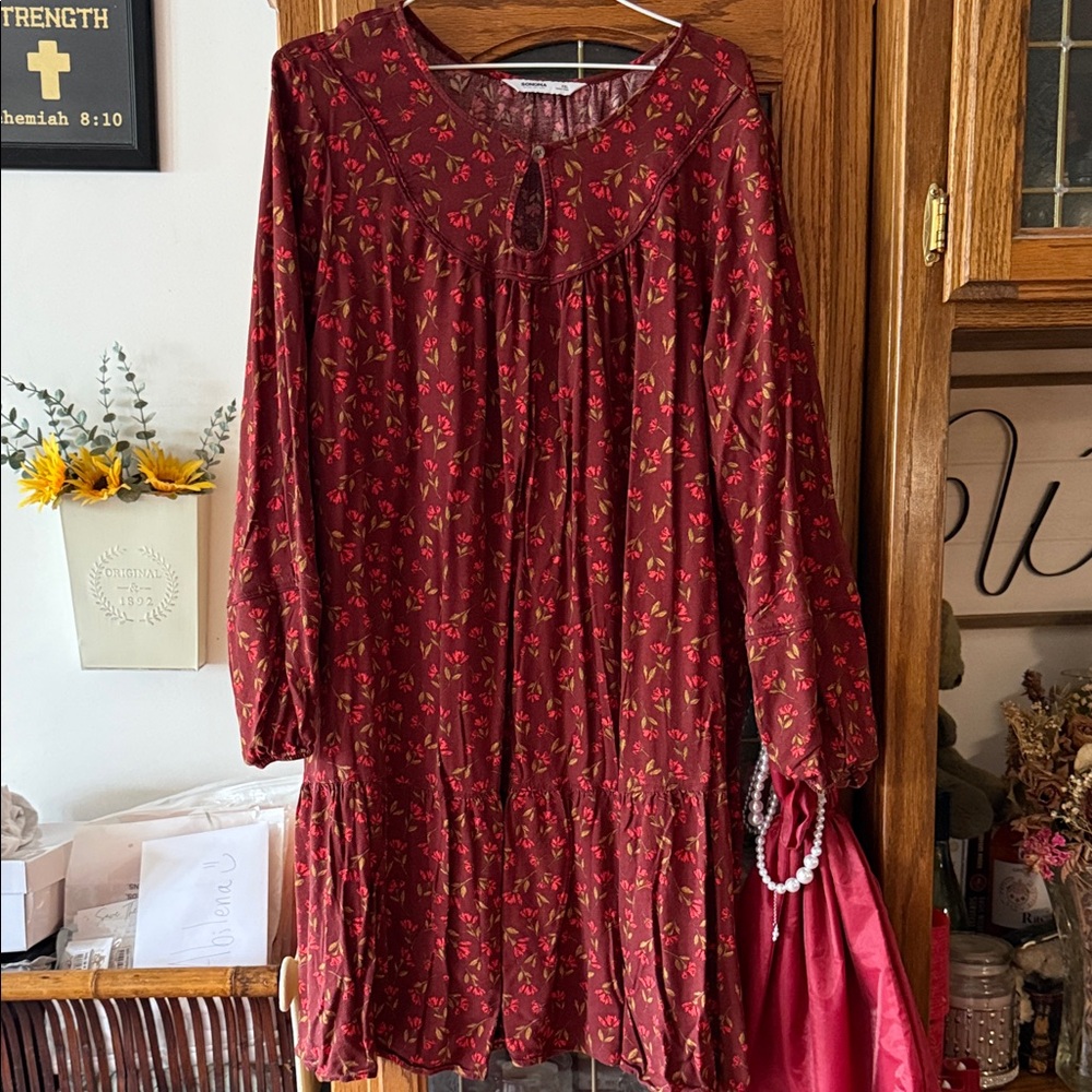 Floral Red Dress